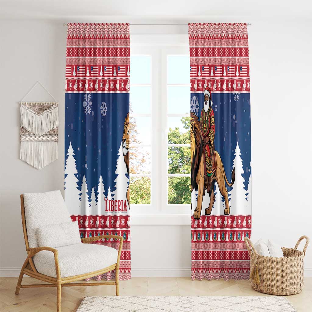 Liberia Christmas Window Curtain Black Santa Riding Lion - Merry Christmas - Wonder Print Shop