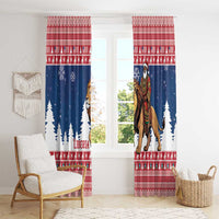 Liberia Christmas Window Curtain Black Santa Riding Lion - Merry Christmas - Wonder Print Shop