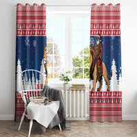 Liberia Christmas Window Curtain Black Santa Riding Lion - Merry Christmas - Wonder Print Shop