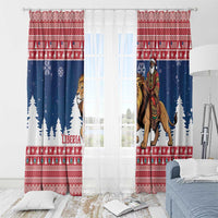 Liberia Christmas Window Curtain Black Santa Riding Lion - Merry Christmas - Wonder Print Shop