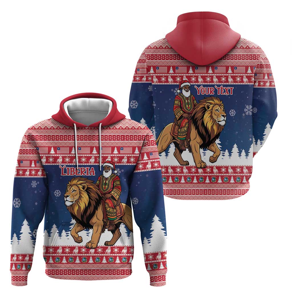 Personalized Liberia Christmas Zip Hoodie Black Santa Riding Lion - Merry Christmas - Wonder Print Shop