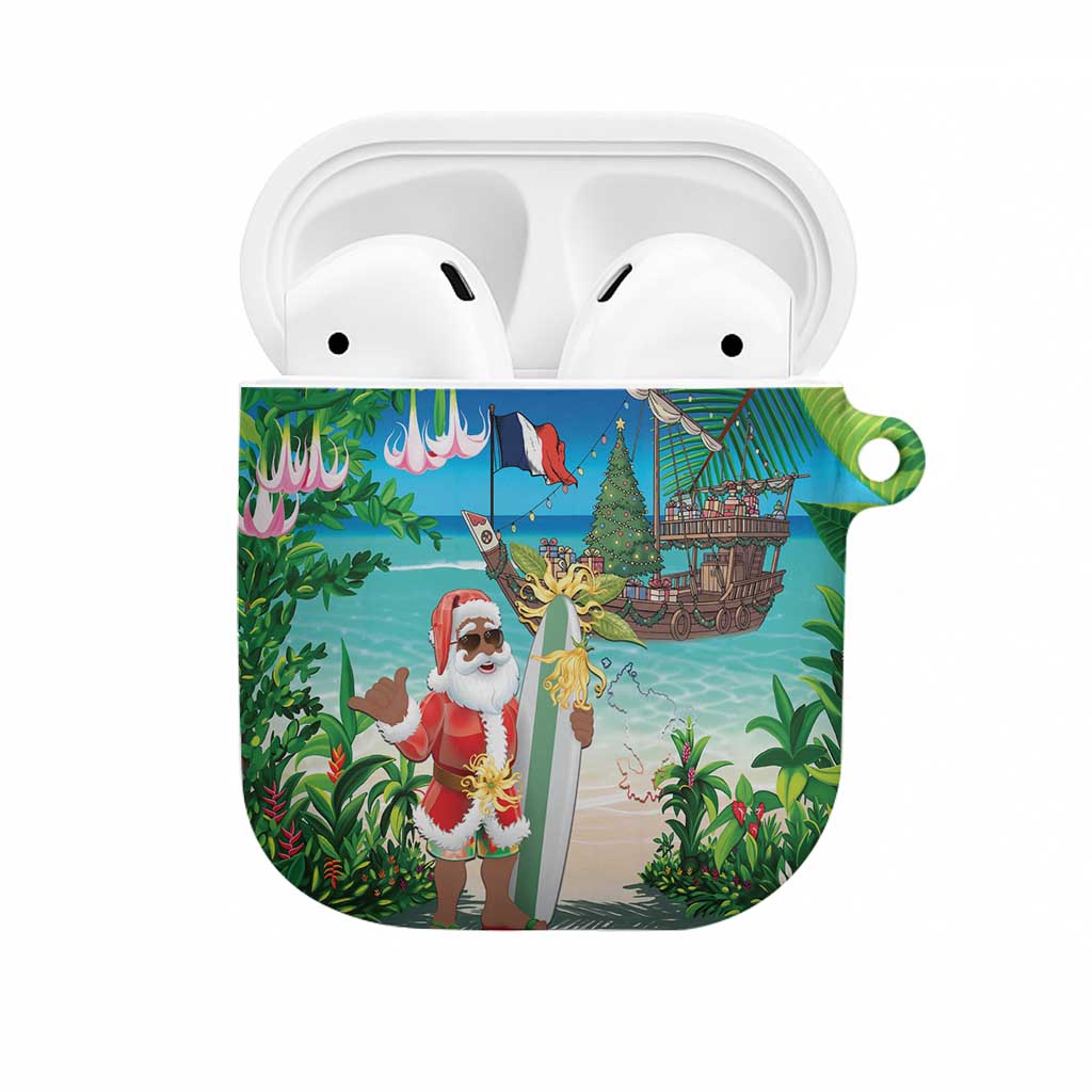Mayotte Christmas AirPods Case Santa Chill on Tropical Beach - Wonder Print Shop
