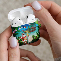 Mayotte Christmas AirPods Case Santa Chill on Tropical Beach - Wonder Print Shop
