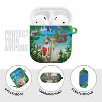 Mayotte Christmas AirPods Case Santa Chill on Tropical Beach - Wonder Print Shop