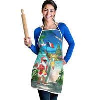 Mayotte Christmas Apron Santa Chill on Tropical Beach - Wonder Print Shop