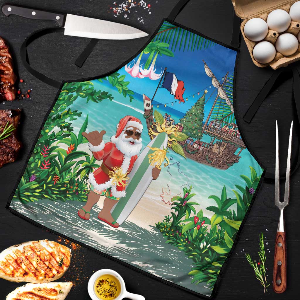 Mayotte Christmas Apron Santa Chill on Tropical Beach - Wonder Print Shop