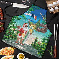 Mayotte Christmas Apron Santa Chill on Tropical Beach - Wonder Print Shop