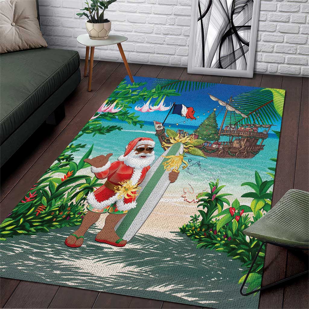 Mayotte Christmas Area Rug Santa Chill on Tropical Beach - Wonder Print Shop