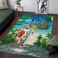 Mayotte Christmas Area Rug Santa Chill on Tropical Beach - Wonder Print Shop