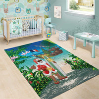 Mayotte Christmas Area Rug Santa Chill on Tropical Beach - Wonder Print Shop