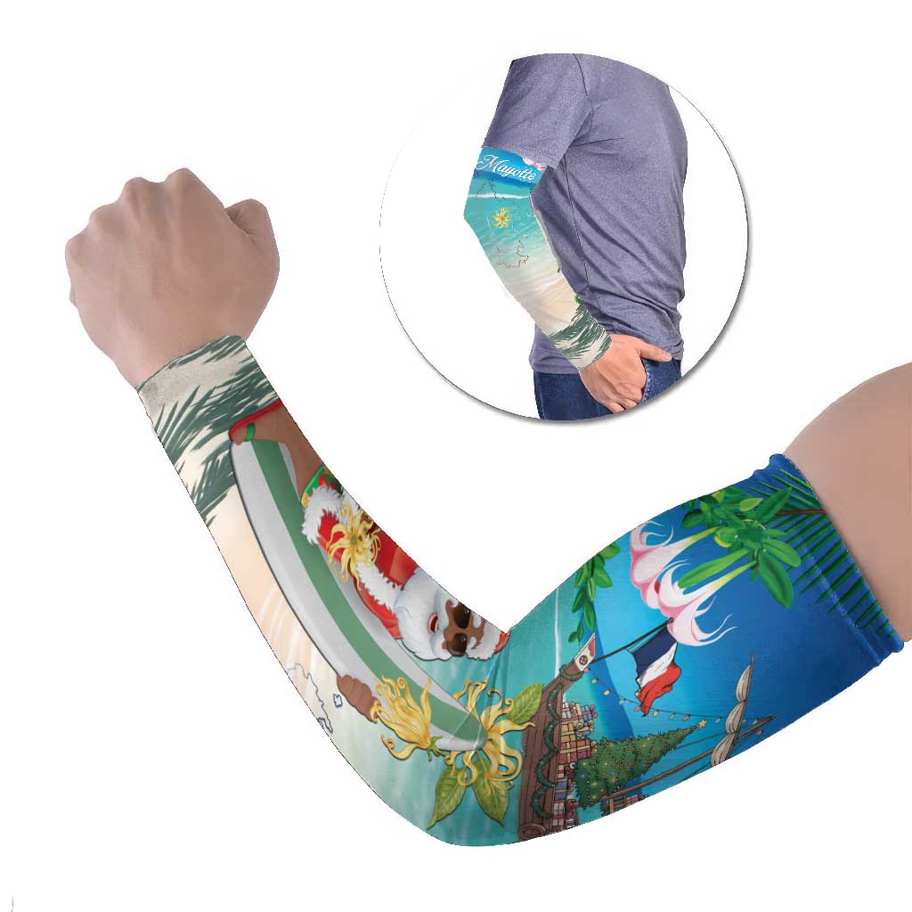 Mayotte Christmas Arm Sleeves Santa Chill on Tropical Beach - Wonder Print Shop