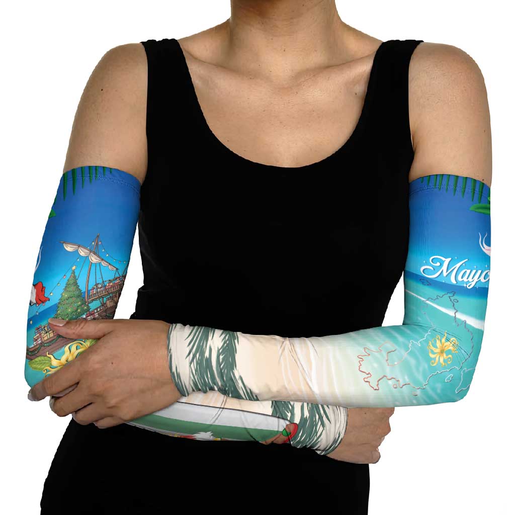 Mayotte Christmas Arm Sleeves Santa Chill on Tropical Beach - Wonder Print Shop