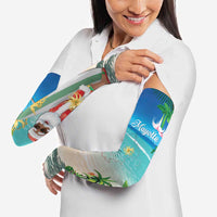 Mayotte Christmas Arm Sleeves Santa Chill on Tropical Beach - Wonder Print Shop