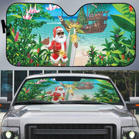 Mayotte Christmas Auto Sun Shade Santa Chill on Tropical Beach - Wonder Print Shop