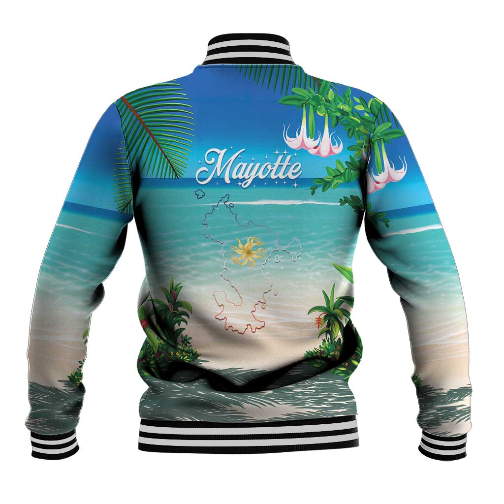 Mayotte Christmas Baseball Jacket Santa Chill on Tropical Beach - Wonder Print Shop