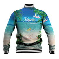 Mayotte Christmas Baseball Jacket Santa Chill on Tropical Beach - Wonder Print Shop