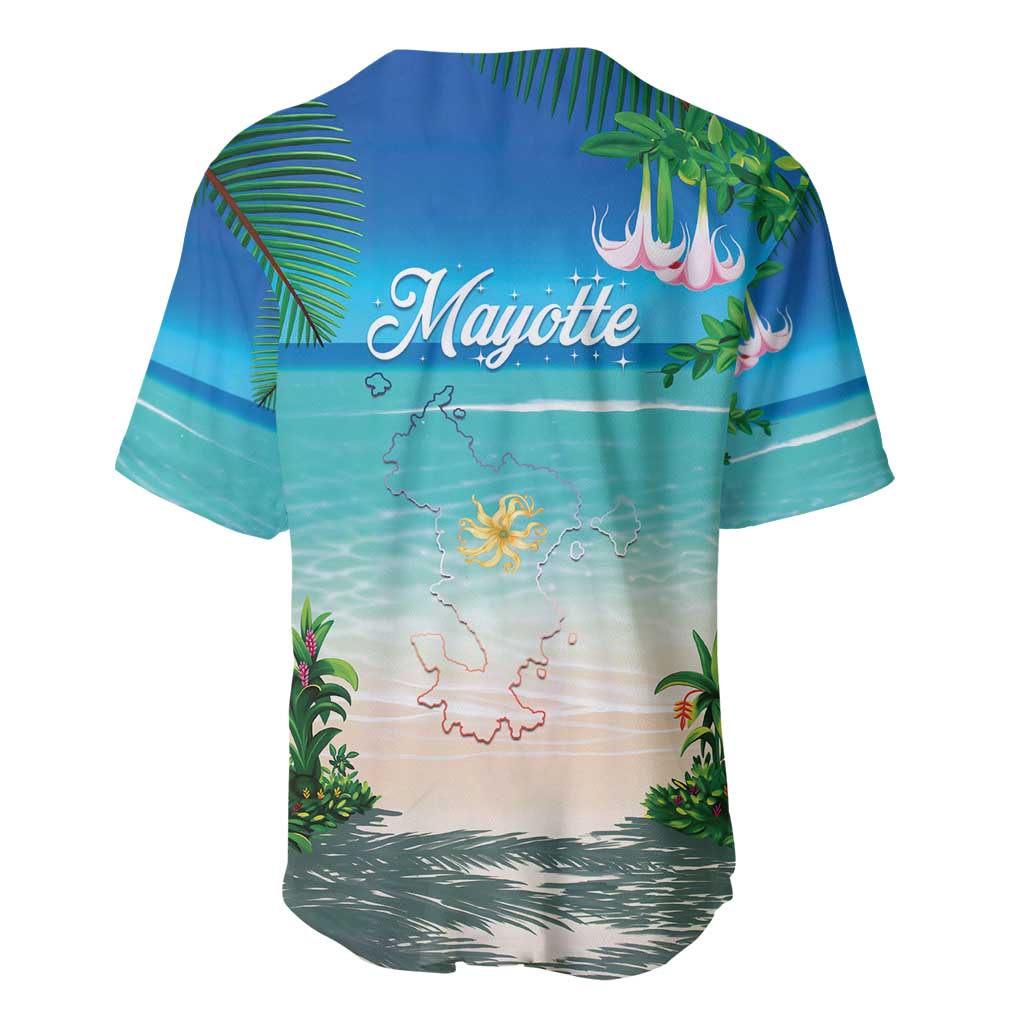 Mayotte Christmas Baseball Jersey Santa Chill on Tropical Beach - Wonder Print Shop
