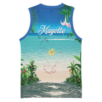 Mayotte Christmas Basketball Jersey Santa Chill on Tropical Beach - Wonder Print Shop