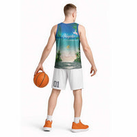 Mayotte Christmas Basketball Jersey Santa Chill on Tropical Beach - Wonder Print Shop