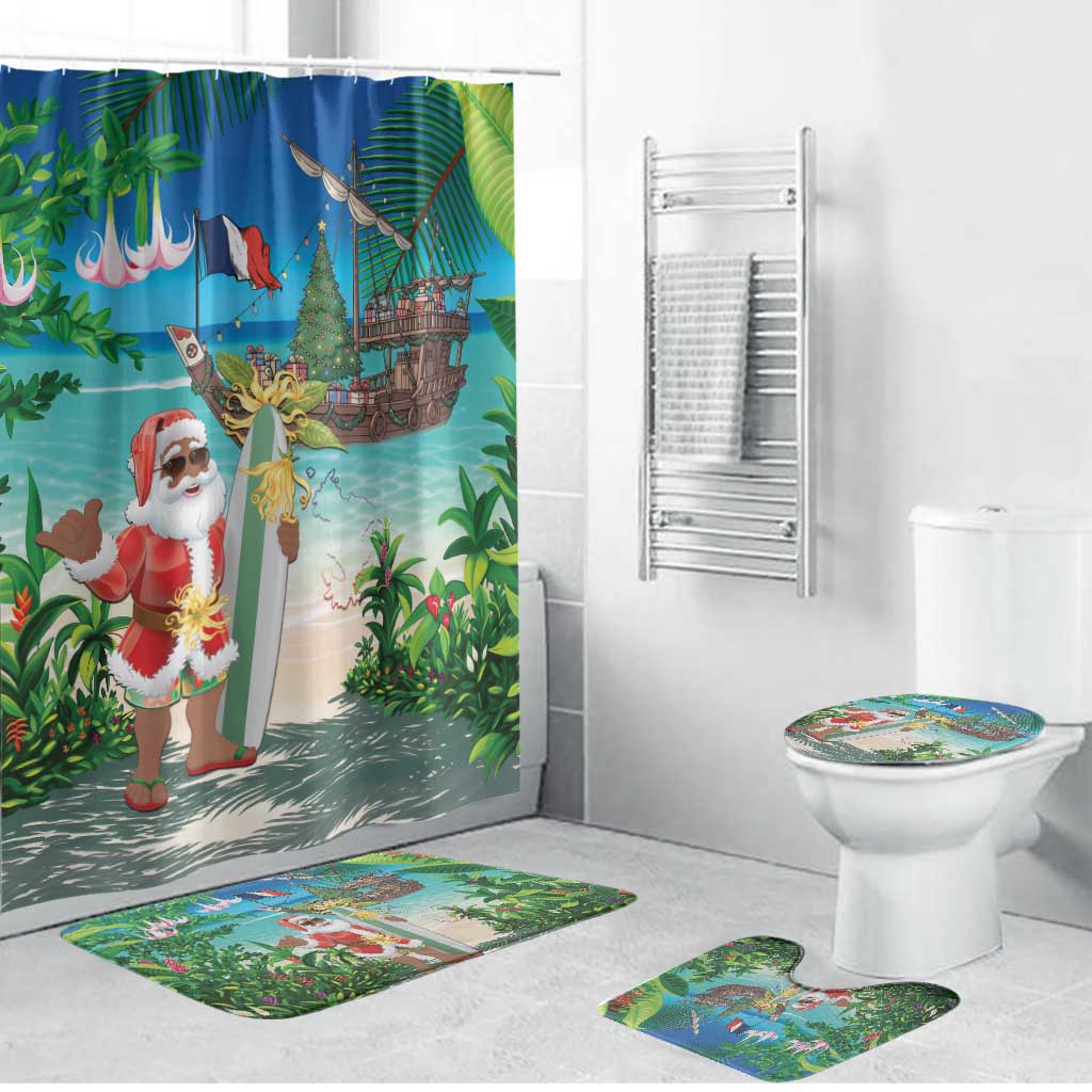Mayotte Christmas Bathroom Set Santa Chill on Tropical Beach - Wonder Print Shop
