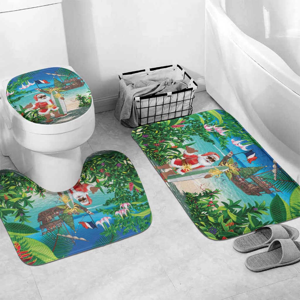 Mayotte Christmas Bathroom Set Santa Chill on Tropical Beach - Wonder Print Shop