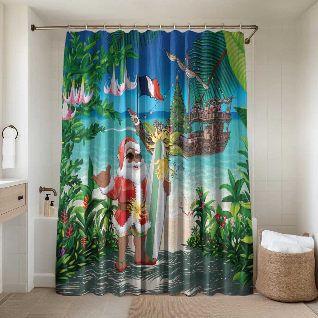Mayotte Christmas Bathroom Set Santa Chill on Tropical Beach - Wonder Print Shop