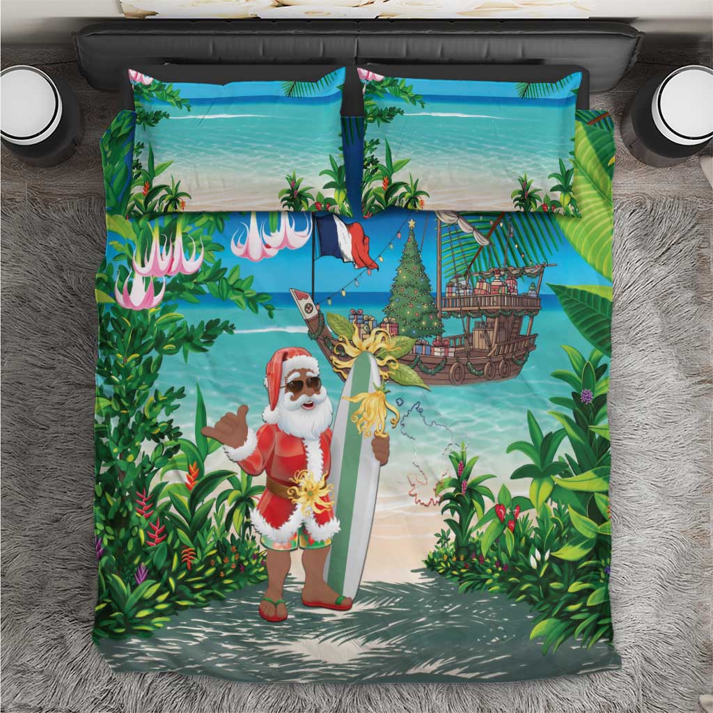 Mayotte Christmas Bedding Set Santa Chill on Tropical Beach - Wonder Print Shop