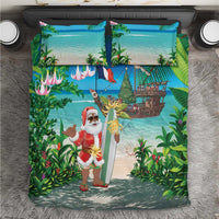 Mayotte Christmas Bedding Set Santa Chill on Tropical Beach - Wonder Print Shop