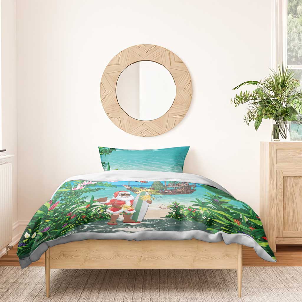 Mayotte Christmas Bedding Set Santa Chill on Tropical Beach - Wonder Print Shop