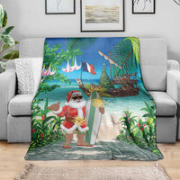 Mayotte Christmas Blanket Santa Chill on Tropical Beach - Wonder Print Shop