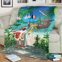 Mayotte Christmas Blanket Santa Chill on Tropical Beach - Wonder Print Shop