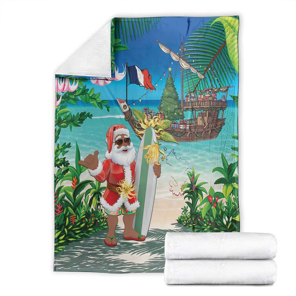 Mayotte Christmas Blanket Santa Chill on Tropical Beach - Wonder Print Shop
