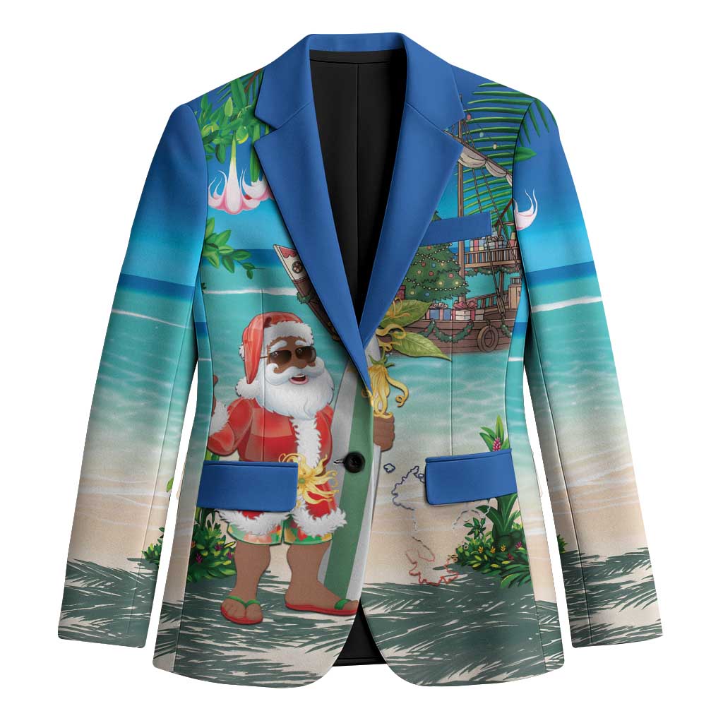 Mayotte Christmas Blazer Santa Chill on Tropical Beach - Wonder Print Shop