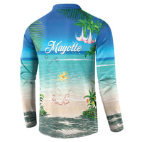 Mayotte Christmas Button Sweatshirt Santa Chill on Tropical Beach - Wonder Print Shop