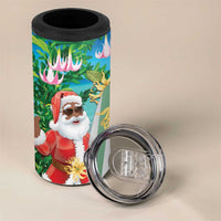 Mayotte Christmas 4 in 1 Can Cooler Tumbler Santa Chill on Tropical Beach - Wonder Print Shop