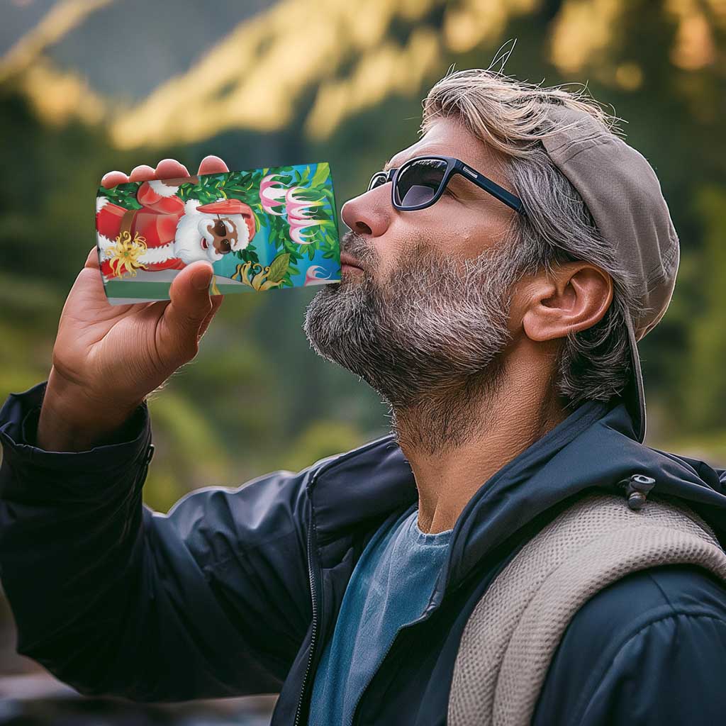 Mayotte Christmas 4 in 1 Can Cooler Tumbler Santa Chill on Tropical Beach - Wonder Print Shop