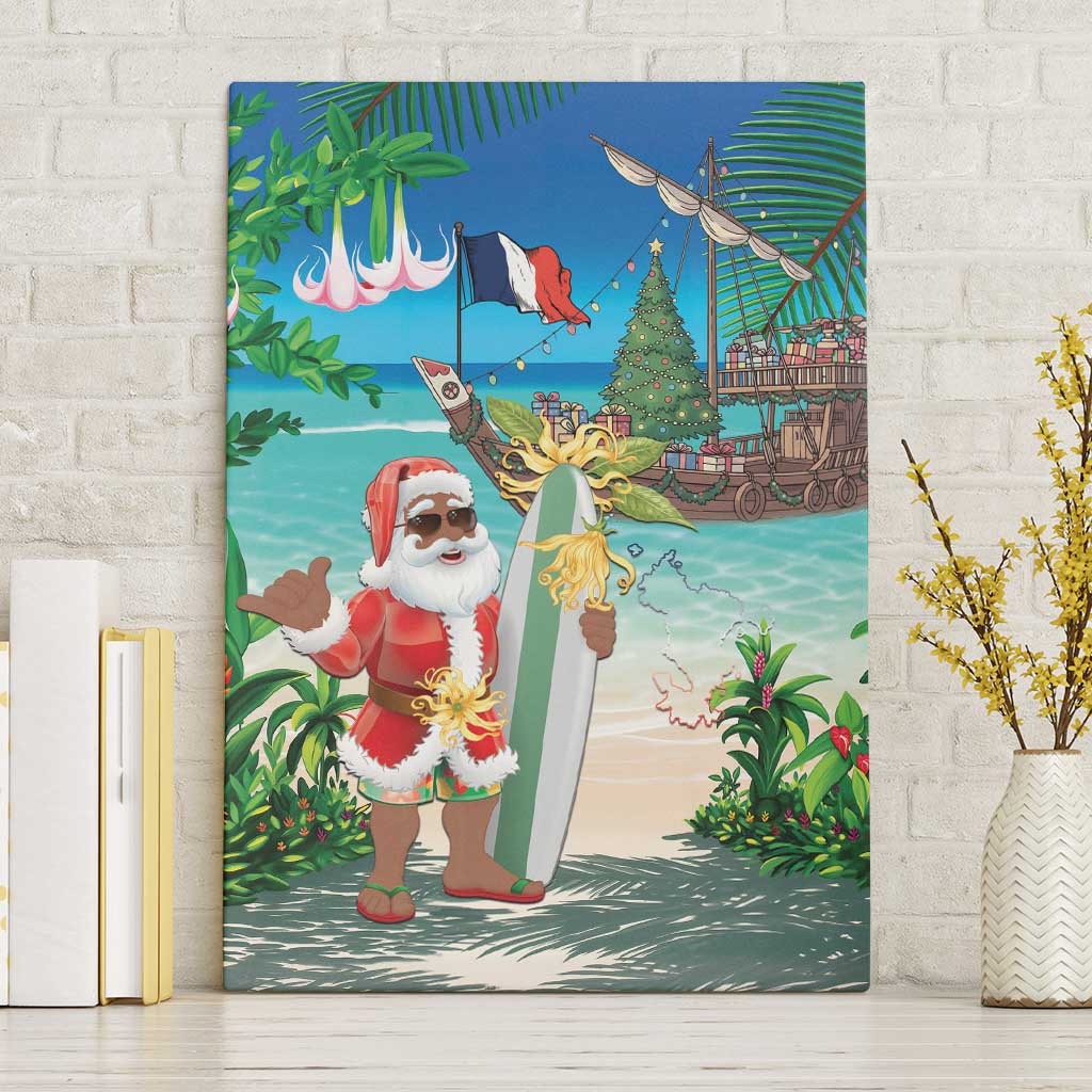 Mayotte Christmas Canvas Wall Art Santa Chill on Tropical Beach - Wonder Print Shop