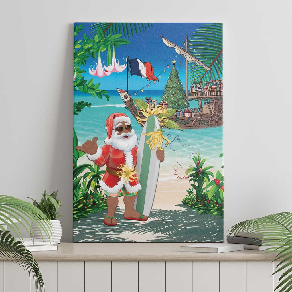 Mayotte Christmas Canvas Wall Art Santa Chill on Tropical Beach - Wonder Print Shop
