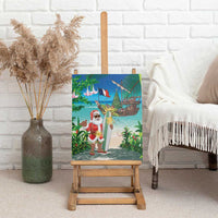Mayotte Christmas Canvas Wall Art Santa Chill on Tropical Beach - Wonder Print Shop