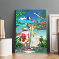 Mayotte Christmas Canvas Wall Art Santa Chill on Tropical Beach - Wonder Print Shop