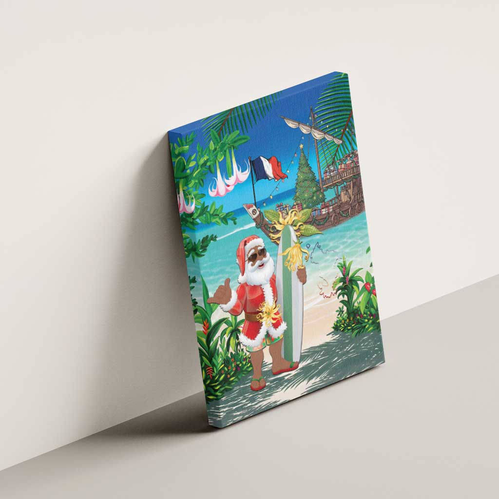 Mayotte Christmas Canvas Wall Art Santa Chill on Tropical Beach - Wonder Print Shop