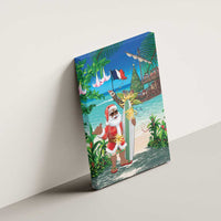 Mayotte Christmas Canvas Wall Art Santa Chill on Tropical Beach - Wonder Print Shop