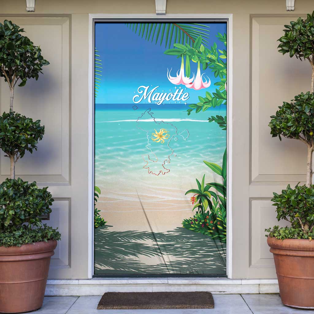 Mayotte Christmas Door Cover Santa Chill on Tropical Beach - Wonder Print Shop