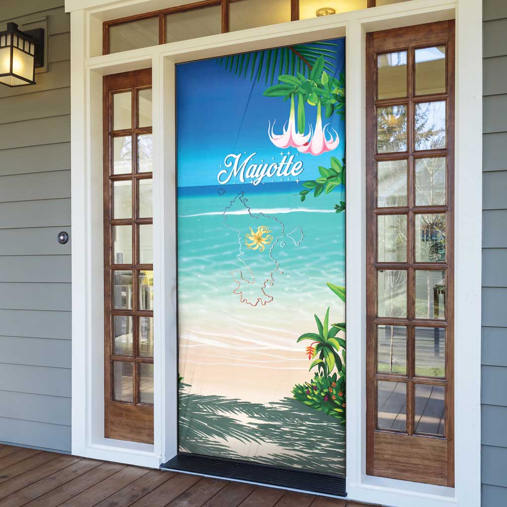 Mayotte Christmas Door Cover Santa Chill on Tropical Beach - Wonder Print Shop