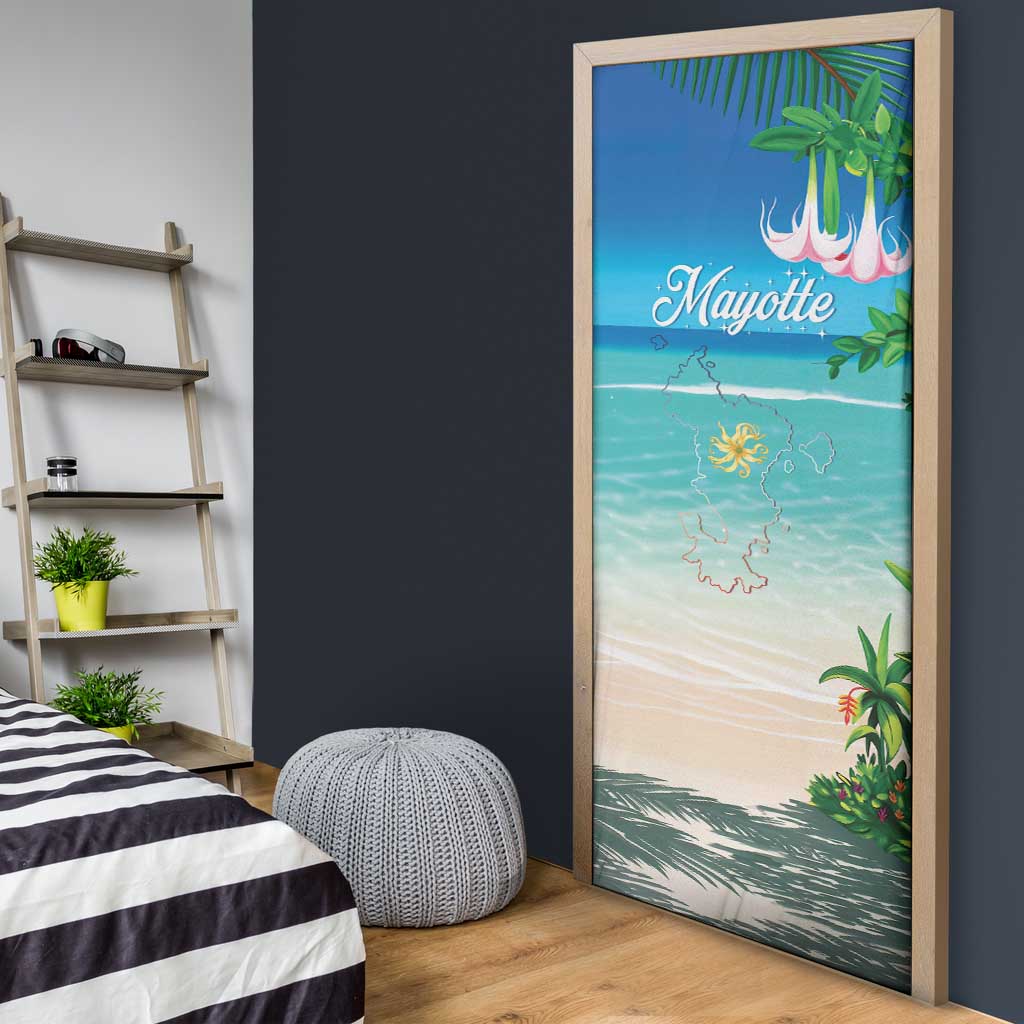 Mayotte Christmas Door Cover Santa Chill on Tropical Beach - Wonder Print Shop