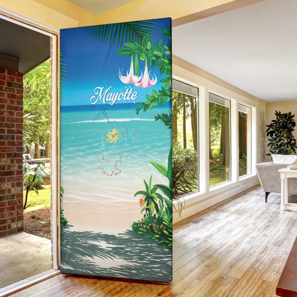 Mayotte Christmas Door Cover Santa Chill on Tropical Beach - Wonder Print Shop