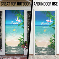 Mayotte Christmas Door Cover Santa Chill on Tropical Beach - Wonder Print Shop