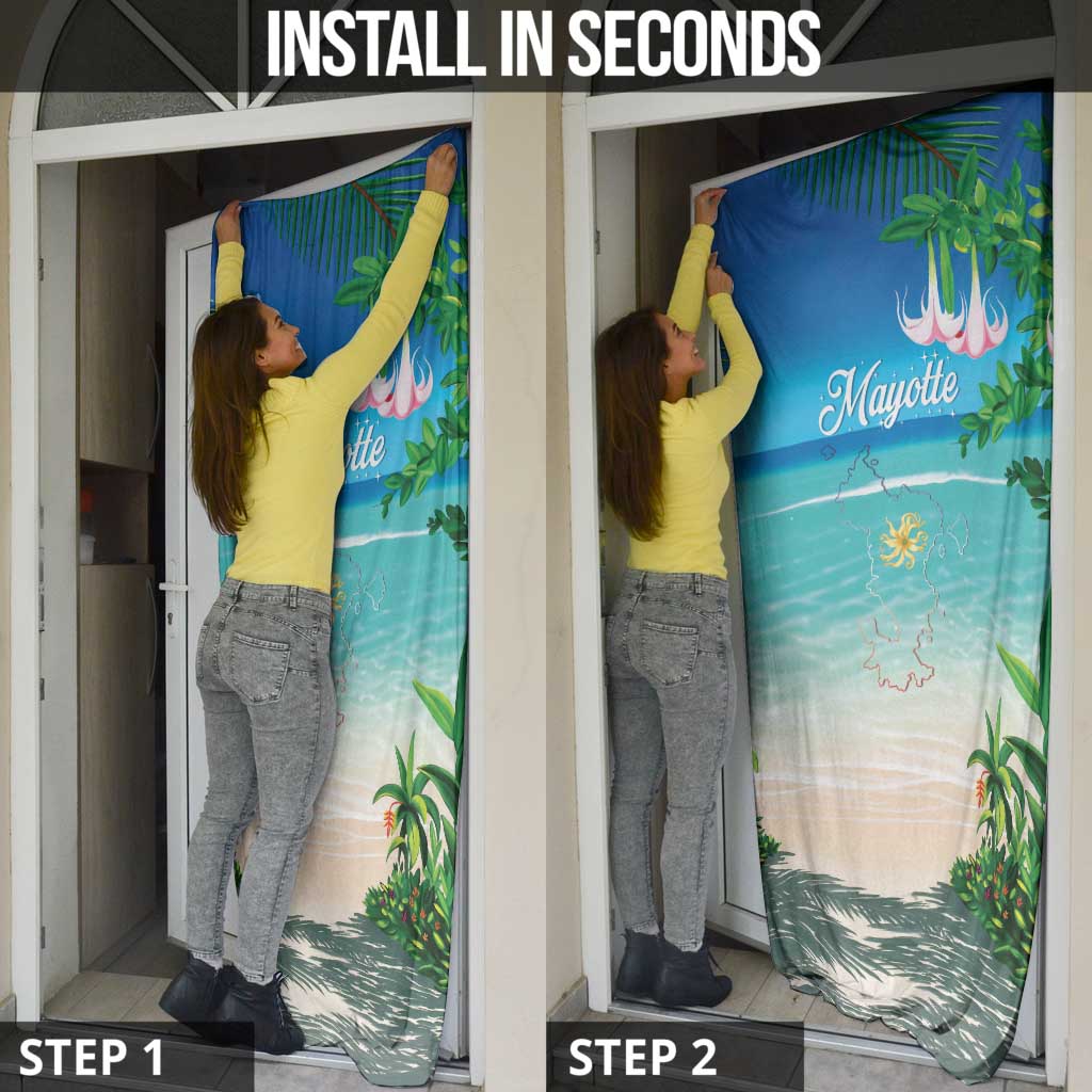 Mayotte Christmas Door Cover Santa Chill on Tropical Beach - Wonder Print Shop