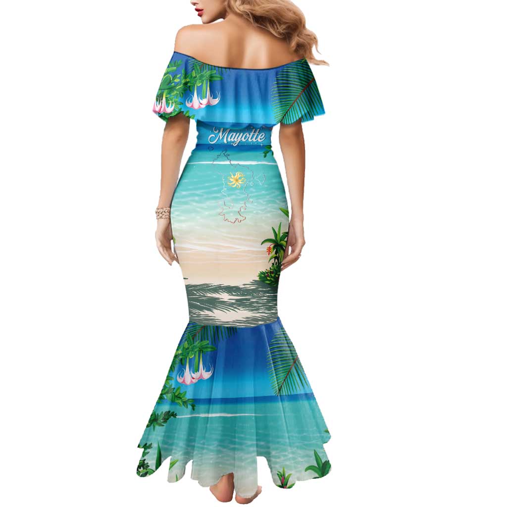 Mayotte Christmas Family Matching Mermaid Dress and Hawaiian Shirt Santa Chill on Tropical Beach - Wonder Print Shop