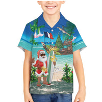 Mayotte Christmas Family Matching Mermaid Dress and Hawaiian Shirt Santa Chill on Tropical Beach - Wonder Print Shop